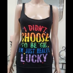 Spencer's Pride Rainbow Slogan Tank Top - Size Large